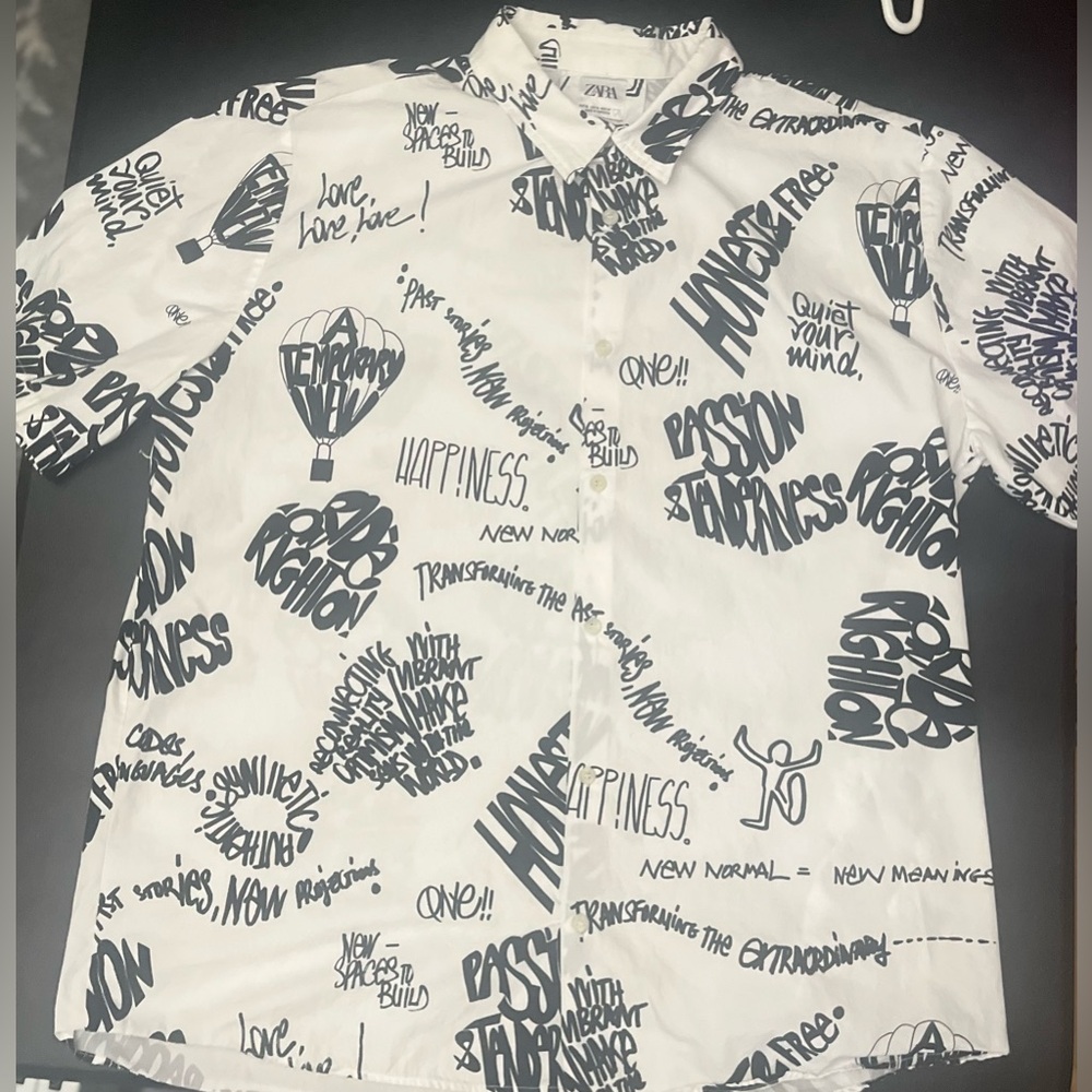 Zara Black and White Graphic  Shirt